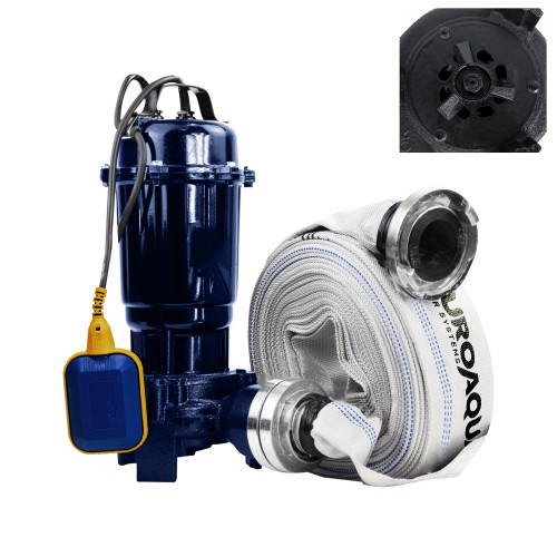 DDT2600.40 Pompa submersibila cu tocator si plutitor, DDT, WQD10, 2600W + Furtun pompier, 20 metri, 2 toli