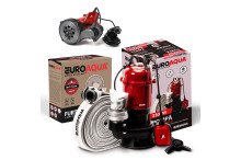 Pompa apa murdara WC, FOSA, HAZNA cu plutitor si cutit tocator EUROAQUA-3300W++20m furtun pompieri+accesorii prindere rapida