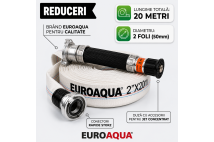 Furtun pompieri 2 toli 20m EUROAQUA + duză jet reglabil + cuple Storz aluminiu