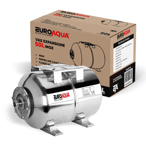 *PROMO*Vas expansiune Hidrofor 50 litri INOX, EUROAQUA, Rezervor tip butelie cu membrana inclusa,8 bar