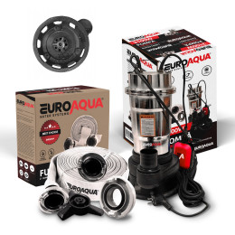 Pompa Apa Murdara(WC,fosa,hazna) cu TOCATOR si PLUTITOR, din inox EUROAQUA 3100W+30 metri furtun pompieri panzat+accesorii prindere rapida