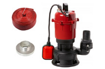 Pompa submersibila apa murdara WC, FOSA, HAZNA cu plutitor si turbina GSP-2700W,50 metri furtun pompieri PVC-2'