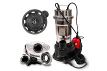 Pompa Apa Murdara(WC,fosa,hazna) cu TOCATOR si PLUTITOR, din inox EUROAQUA 3100W+20 metri furtun pompieri panzat+accesorii prindere rapida