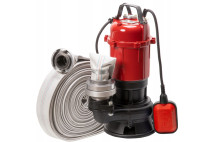 Pompa submersibila apa murdara WC, FOSA, HAZNA cu plutitor si turbina EUROAQUA-3300W,40 metri furtun pompieri panzat, cuple incluse