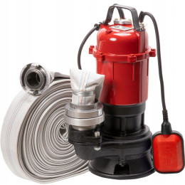 Pompa submersibila apa murdara WC, FOSA, HAZNA cu plutitor si turbina EUROAQUA-3300W,40 metri furtun pompieri panzat, cuple incluse